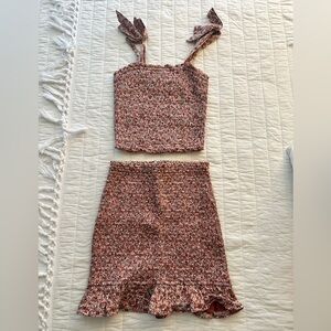 Abercrombie Smocked Tie-Strap Cami and Mini Skirt Set